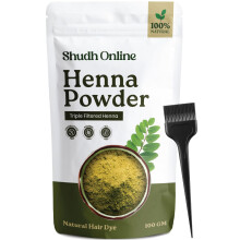 Shudh Online Pure Henna Poeder voor Haarverf & Huid - Natuurlijke Drievoudig Gezeefde Rajasthani Mehndi (100g)