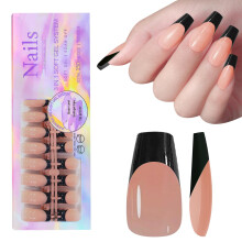 Franse Gel Nageltips, 150 stuks Zwarte Franse Druk Nagels, 3 in 1 X-coat Primer & Base Coat
