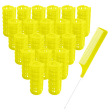 MOODKEY 20PCS Kunststoff Haarwickler Set 2,5cm/1in Hitzefreie Wickler Selbsthaftende Werkzeuge