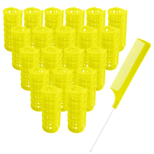 MOODKEY 20PCS Plastic Haarrollers Set 2.5cm/1in Hittevrije Rollers Haar Krullers Zelfklevende Tools