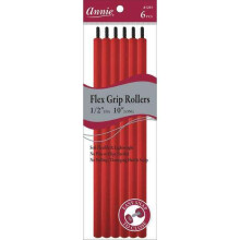 Annie Flex Grip Lockenwickler 1/2in, 6 Stück Extra Lange Hitzefreie Haarwickler, Rot