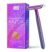 JUNGLE CULTURE Rainbow Safety Razor for Women • Luxurious Eco Friendly Reusable Metal Razors for all Skin Types • Double Edge Blades Not
