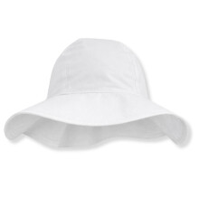 Baby Girl Wide Brim Sun Hat, 100% Cotton Plain Summer Hat with Sun Protection for Baby and Toddler Girls 0 Months to 4 Years White 6-12 Months