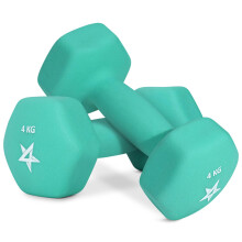 WCZV Hex Neoprene Weights Dumbbells Set Pair (1 kg to 7 kg) - Dumbbell Set, Hand Weights Set for Women Men, Home Gym Workout, 4 KG x 2, Teal