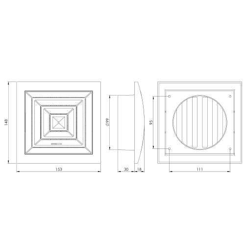 White Ø 100mm / 4inch Plastic Ventilation Grille - Adjustable Ceiling Vent Cover 1