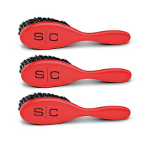 StyleCraft The Fresh Cut Professional Fade and Cleaning Barber Hair Brush with Soft Nylon Bristles Set of 3, Red