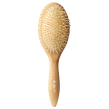 The Hair Edit The Glossifier Bamboo Boar Bristle Hair Brush, Non-Slip Grip and Ball-Tipped Bristles for All Hair Types, Smooths Frizz