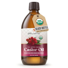 BELMAK Ekologisk Ricinolja Kallpressad, USDA Certifierad & Hexanfri, 100% Ren Ricinus Communis Olja