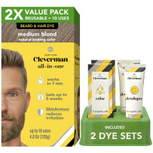 2X Herbruikbare Haar- & Baardverf voor Mannen - Medium Blond | Tot 10 Uses, 7 Minuten | Natuurlijke Grijze Dekking, No-Drip Cream