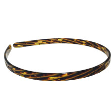 French Amie Tokyo Black and Shell Brown Grooved Handmade Celluloid Thin Light Weight Non Brittle Hair Head Band Headband
