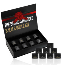 The Beard Struggle Balm Sampler Kit 8 St Warrior Glass Jars - Beard Balm för män, Premium Gåvoförpackning - 8x 10g