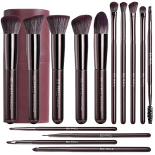 BS-MALL 14 Delar Professionella Makeupborstar Set med Resvänlig Fodral