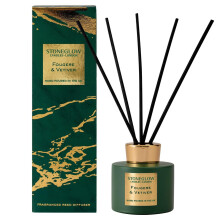 Luna Collection Fougere & Vetiver Scented Reed Diffuser 120ml – Rosemary, Pine, Cinnamon & Vetiver Scents, Lasts 10 Weeks, 10 Rattan Reed Diffuser