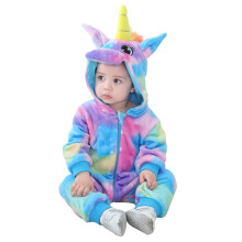 Baby Boys Girls Flannel Animal Hooded Unicorn Rompers Toddler's Jumpsuits Infant Outfit(6-12 Months,Multicolor Unicorn)