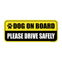 Dog on Board Car Magnet - Colorful, Reflective, Weather-Resistant - Rectangular 8.7 x 3.5 in (Yellow/Black)