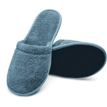 Cotton Terry Spa Slippers – 2 Pair - Blue Grey, 5-8, BG-12