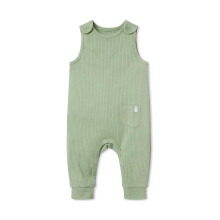 Unisex Ribbed Romper Sage Organic Cotton Bodysuit with Shoulder Poppers Pocket Breathable Lightweight for Infants 3-6 Months Durable Comfortable