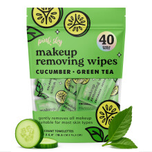 Pink Sky Makeup Remover Wipe for Face - Ultra Soft, Mini Makeup Wipes Individually Wrapped, Travel Makeup Wipe, Gently Cleanse & Remove, 40 Count (40