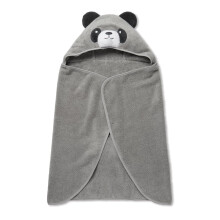 Unisex Hooded Panda Towel Grey Organic Cotton Absorbent Quick Drying Lightweight 100x88cm for Infants Durable Comfortable Blanket Ideal for Bathing