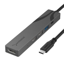 USB C Hub Multi Port Power Docking Station with 4K HDMI Out, 3 Port USB Type-A + USB Type-C Extension Hub for PC, Laptop, iMac, MacBook (HB-SHPU)