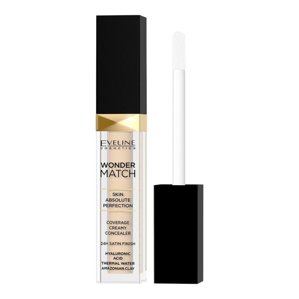 Eveline Cosmetics Wonder Match Wonder Match Liquid Concealer No 01 Light - Hydrating & Anti-Aging With Hyaluronic Acid, Thermal Water & Amazonian Clay