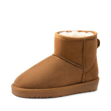 Toddler Boys Girls Lined Ankle Snow Boots Kids Winter Shoes Fuzzy Classic Kid's Low Boot,Size 12 Little Kid,Camel,KSB214-1