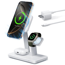 25W 3-in-1 Compatible with MagSafe Charger Stand, Made for Apple-Certified Magnetic Charger, 15W Charging for iPhone 17/16/15/14/13/12, AirPods Pro