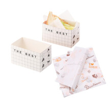 50 Pack Paper Take Out Containers,Mini Burger Boxes,Sandwich Take Out Boxes with 50 Sheets of Oil Paper for Restaurant, Picnic and Party Food