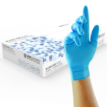 Unicare Flex Nitrile Multipurpose Disposable Gloves, Powder Free, Ultra Lightweight, Box of 100 Gloves in Blue, Size Large (GS0214)