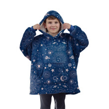 Hoodie Blanket Ultra Soft Warm Cosy Sherpa Fleece Oversized Sweatshirt for Boys Girls Teens Women Men Adults (Blue Space, 9-14 Years)