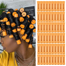 60 Stück Dauerwellen-Rollen Set für natürliche Haare Curler Styling Werkzeuge (Orange)