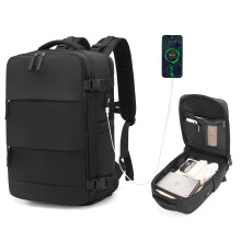 KONO Sac à dos de voyage 25L Noir, compartiment ordinateur et chaussures, 42x30x20 cm