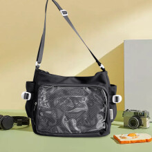 Sac à bandoulière style Ita Bag pour femme, Noir, avec fenêtre transparente et sangle réglable