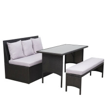 Poly-Rattan Garnitur MCW-G16, Garten-/Lounge-Set Sitzgruppe, Gastronomie 2er Sofa Tisch Bank