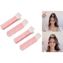 4PCS Roze Haarrollers met Clip Volumizing Haarclip Bangs Kruller DIY Haar Accessoires