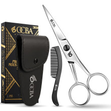 Beard Scissor Professional Moustache Scissors Ear and Nose Hair Trimming Scissors Stainless Steel, Safety Use for Eyebrows