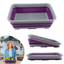 Purple Collapsible Washing Up Bowl 10L - Pops Up in Second| Non Slip Base Water Storage Basin for Camping, Caravans, Outdoor Activities, Kitchen
