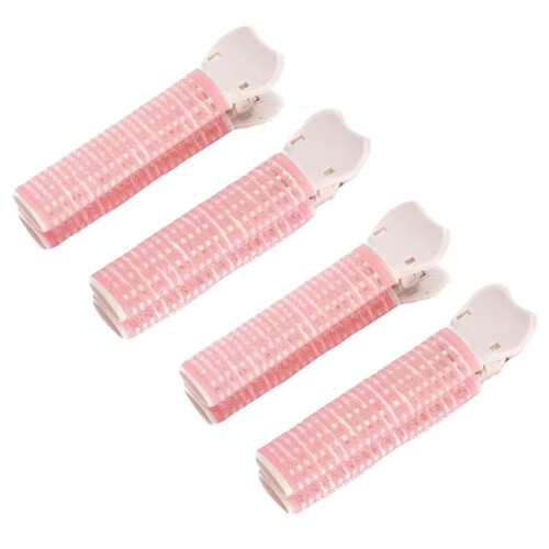 4Pcs Roze Haarrollers met Clip Volumizing Bangs Kruller DIY Styling Accessoires
