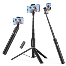 55" Phone Tripod with Bluetooth Remote, Aluminum Selfie Stick Tripod with 360 Rotation, for iPhone & Android Phones, Travel Selfie Stick Stand for