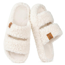 Womens Fuzzy Open-toe Slippers Soft Comfy Memory Foam Indoor House Shoes Vanilla Ice,3-4 UK