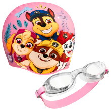 Children's Swimming Goggles Swimming Cap Set Anti-Fog UV Protection (Pink, 3-6 Years)