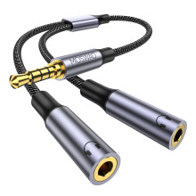 3.5mm Headphone TRRS Splitter Adapter Headset Y Adapter 2 Female to 1 Male 3.5mm Jack Cable, Mic Audio Splitter, Headset Splitter Cable with Separate