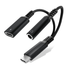 USB C to Headphone Jack Adapter and Charging, 2-in-1 60W Fast Charging,USB C 3.5mm Jack Adapter for Sumsung S23/S23 Ultra/S22/S22 Ultra,iPad, Google