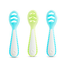 Gentle Dip Multistage First Spoons| Weaning Spoons for Babies 4+ Months | Ideal for Baby-Led Weaning | Ergonomic Design | BPA-Free | Blue & Green | 3