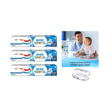 Baby 0-2 Years Oral Care Set- Aqua Fresh Milk Teeth Babies Toothpaste 3x50ml + Sanitral Baby 0-2 Years Silicone Finger Toothbrush (Set of 4)