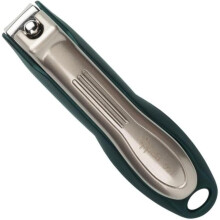 Nail Clippers, Premium Hardened Steel, 60 mm, Green, Ergonomic Soft-Touch Grip, Curved Blades, Nail Catcher