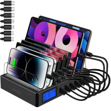 Charging Station for Multiple Devices for 7 Ports Fast USB Charger With Type C PD20W QC3.0, 70W Desktop Docking Station Compatible with iPhone ipad