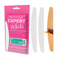 50 Pcs Disposable Half Moon Shape Nail Files Refill Adhesive Nail Files Expert 100 Grit White Half Moon File, Lime White Crescent