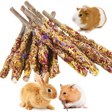 Bunny Chew Toys for Rabbits,18PCS Natural Apple Wood Sticks with Petals Good for Chinchillas Guinea Pig Hamster Teeth Care, Bunny Pops Small Pet