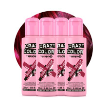 Vibrant Ruby Rouge Semi-Permanent 4 Pack Quad Hair Dye. Highly Pigmented Wine Red/Plum Conditioning & Oil Nourishing Vegan Formula No Bleach or